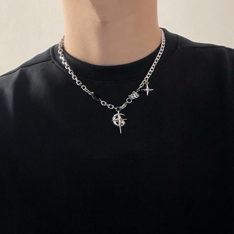2023 Coreano Moda Goth Punk Mo - Men Accessories Neck Chain avaliação e preço